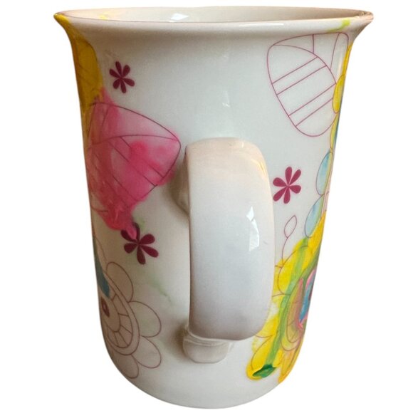 ALEX Ceramic Multicolored Floral Coffee Cup Vibrant Colors 4" tall x 3" diameter - Picture 4 of 14